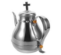 PRETYZOOM Tetera de Acero Inoxidable 1.2 L Diseño Vintage y Cruz Elegante, Dispensador Resistente para Vino y Agua en Ceremonias Religiosas y Reuniones al Aire Libre