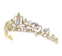 PRETYZOOM Tiara de Novia de Aleación Gemas de Imitación Dorada, Diadema Elegante y Resistente al Óxido para Accesorios para Cabello en Bodas y Fiestas