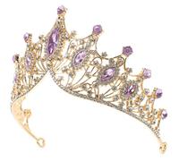 PRETYZOOM Tiara Nupcial de Aleación Púrpura Gemas de Imitación Elegante para Banquetes y Días Importantes como Accesorio de Joyería