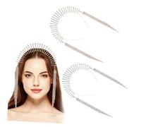 PRETYZOOM Tocado de Pelo Boda para Mujer 2 Piezas de Aleación y Cristales Decorados Borlas, Accesorios Elegantes para Fotografía y Compromisos