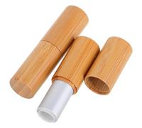 PRETYZOOM Tubos Vacíos para Lápiz Labial de Bambú 5g, Set de 2 Piezas Acabado Dorado y Plateado, Recargables y Portátiles para DIY Bálsamo y Brillo Labial, Envases Sostenibles