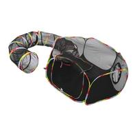 PRETYZOOM Túnel para Gatos al Aire Libre Tubo y Túnel para Gatos Plegable y Portátil Poliéster Tafetán Negro para Viaje y Exterior y Mascotas