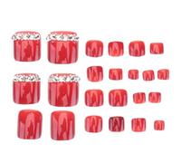 PRETYZOOM Uñas Postizas Pies 48 Unidades Tamaño Estándar Cobertura Completa Color Vino Tinto para Mujeres y Niñas Uso Profesional y Diario