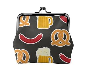 Pretzel y Cerveza,Monedero de Piel sintética, Carteras pequeñas, Monedero con Cierre de Broche