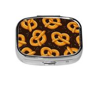pretzels de dibujos animados, Pastillero cuadrado para bolsillo o monedero, pequeño contenedor de pastillas, organizador de pastillas de viaje