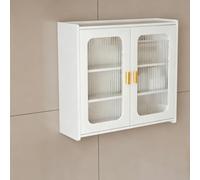 PreuepltrMa Armario Mural de Baño,Mueble sobre Inodoro, Botiquín de 3 Niveles con Puertas, Ahorro de Espacio para Lavandería(23.6x23.6x6.3in)