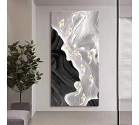 PreuepltrMa Arte de Pared 3D con LED y Mando a Distancia, Escultura de Pared Vertical Nueve Peces Texturizada Gran Decoración de Pared Sobredimensionada para Recibidor(C,70 * 140cm/27.56"*55.12"in)