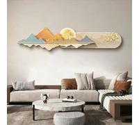 PreuepltrMa Arte Mural 3D con iluminación LED, Decoración de Pared 3D de Porcelana Cristal con Montañas Arte de Pared Lujo para salón Dormitorio(A,150 * 34cm/59.06"*13.39"in)