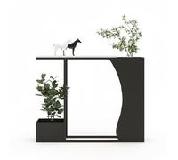 PreuepltrMa Consola de Entrada con Marco de Metal Efecto Mármol, Estilo Moderno, Multifuncional para Pasillo, Sala de Estar y Recibidor(Black,39.37 in Long)