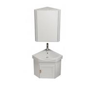 PreuepltrMa Lavabo esquinero Compacto de cerámica para Montaje en Pared, fácil Limpieza y Mantenimiento,diseño de Borde Delgado y repisa de Almacenamiento(White,38cmMain+Mirror Cabinet)