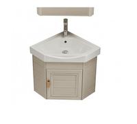 PreuepltrMa Lavabo esquinero Compacto de cerámica para Montaje en Pared, fácil Limpieza y Mantenimiento,diseño de Borde Delgado y repisa de Almacenamiento(Khaki,38 x 38 cm Main Cabinet)