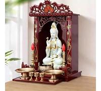 PreuepltrMa Mesa de Altar Decorativa de Madera Exquisita, Santuario Tradicional para estatuas de Buda y ofrendas espirituales(11.22in)