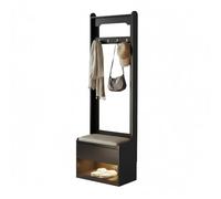 PreuepltrMa Perchero con estante para zapatos, mueble de entrada con banco, 3 en 1, Estilo Moderno, para entrada y pasillo, para Ropa, Sombrero, Bolsa(Black,60cm in length)