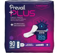 Prevail Almohadillas de control de vejiga de incontinencia prolongada, absorción definitiva, 90 unidades (2 paquetes de 45)