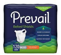 Prevail - Escudos de incontinencia extra absorbentes con cinturón de 120 unidades en total, transpirables, absorción rápida, discreta, ajuste cómodo, para adultos con correa reutilizable