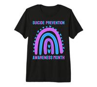 Prevención de Conciencia del Suicidio, corazón arcoíris, mamá, papá, niño, niña Camiseta Premium