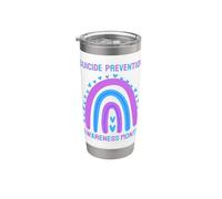 Prevención de conciencia del suicidio, corazón arcoíris, mamá, papá, niño, niña Vaso térmico de acero inoxidable de doble pared
