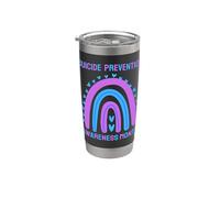 Prevención de conciencia del suicidio, corazón arcoíris, mamá, papá, niño, niña Vaso térmico de acero inoxidable de doble pared