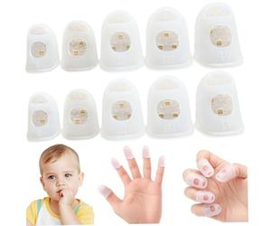 Prevención de mordeduras de uñas de 10 piezas para niños, física de chupación de pulgar el pulgar, cubierta protectora de silicona mangas reutilizables para los dedos para la protección diaria.