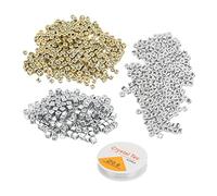 Prevessel Cuentas de Letras Cuentas del Alfabeto Ruso Enhebrado Fácil de para Hacer Joyas y Coordinación Ojo-mano, 600 Piezas Oro Blanco Plata
