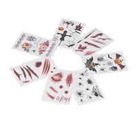 Prevessel Etiqueta Engomada del Tatuaje de la Cicatriz del Zombi Tatuajes de Maquillaje Temporales Impermeables Realistas para Halloween, 7 Piezas para las Manos, Piernas y Espalda de Hombres y