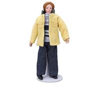 Prevessel Muñeca de Porcelana en Miniatura con Abrigo Amarillo Realista a Escala 1:12 para Casa de Muñecas, Diseño Móvil, para Regalo y Decoración Coleccionables, Cerámica, 6,1 Pulgadas de Alto, 3