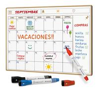 PREVIS Calendario Magnetico Nevera A3 Pizarra Magnetica para Nevera Planificador Mensual con Rotuladores Premium - Calendario Iman Organizador 2026 Mensual, Semanal, Familia, Eventos, Citas