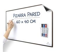 PREVIS Pizarra Adhesiva Pared Blanca Magnetica 60x40cm + 3 Rotulador Borrable con Soporte Magnético - Papel Pizarra Adhesivo Pared - Rollo Vinilo Hogar y Oficina - No Daña Pared Fácil de Trasladar