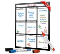 Previs Planificador Semanal Magnetico para Nevera y Escritorio A4 - Pizarra Calendario con Lista Compra - Planificador Menu Semanal Magnetico Organizador Comidas - Pizarra Magnetica Nevera Iman