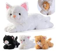 PREXTEX Juguetes de peluche para gatos con 3 gatos, animales de peluche para bebés, cremalleras de gato grande, 3 pequeños gatitos de peluche, animal de peluche con bebés, regalo para los amantes de