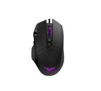 PREYON Falcon Gaming Ratón con Cable con Iluminación RGB Y Cable Trenzado - Ratón para Computadora con Interruptores Omron 20M - Sensor Óptico 12400 dpi - 9 Botones Programables