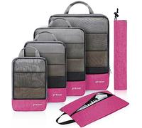 Prezon Cubo de embalaje comprimible con bolsa para zapatos de viaje y bolsa de lavandería, organizador de maletas expandible, organizador de equipaje para mochila y maleta