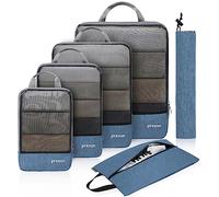 Prezon Cubo de embalaje comprimible con bolsa para zapatos de viaje y bolsa de lavandería, organizador de maletas expandible, organizador de equipaje para mochila y maleta