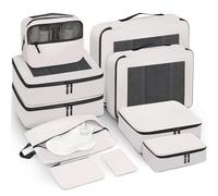 Prezon Cubos de embalaje para maletas, juego de 10, organizadores de equipaje ligeros, cubos de embalaje para accesorios de viaje - Crema