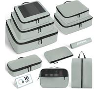 Prezon Cubos de embalaje para maletas, juego de 10, organizadores de equipaje ligeros, cubos de embalaje para accesorios de viaje - Verde