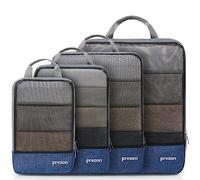 Prezon Set de 4 bolsas de almacenamiento compresibles e impermeables. Complementos para maletas (TPU y nailon), organizadores duraderos. Aptos para hogar, viajes, camping y gimnasio - Azul marino