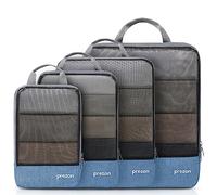 Prezon Set de 4 bolsas de almacenamiento compresibles e impermeables. Complementos para maletas (TPU y nailon), organizadores duraderos. Aptos para hogar, viajes, camping y gimnasio - Azul