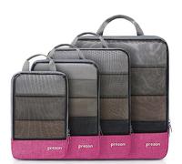 Prezon Set de 4 bolsas de almacenamiento compresibles e impermeables. Complementos para maletas (TPU y nailon), organizadores duraderos. Aptos para hogar, viajes, camping y gimnasio - Rosa