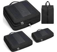 Prezon Set de 4 cubos de almacenamiento con compresión extra fuerte, bolsas espaciosas de malla transpirable y nailon, aptas para guardar ropa y zapatos en casa o de viaje - Negro