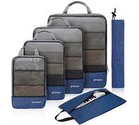 Prezon Set de 6 bolsas de almacenamiento compresibles e impermeables. Complementos para maletas (TPU y nailon), organizadores duraderos. Aptos para hogar, viajes, camping y gimnasio - Azul marino