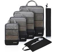 Prezon Set de 6 bolsas de almacenamiento compresibles e impermeables. Complementos para maletas (TPU y nailon), organizadores duraderos. Aptos para hogar, viajes, camping y gimnasio - Negro