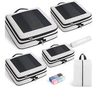 Prezon Set de 6 cubos de almacenamiento con compresión extra fuerte, bolsas espaciosas de malla transpirable y nailon, adecuadas para guardar ropa y zapatos en casa o para viajar - Crema