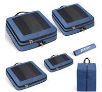 Prezon Set de 6 cubos de almacenamiento con compresión extra fuerte, bolsas espaciosas de malla transpirable y nailon, adecuadas para guardar ropa y zapatos en casa o para viajar - Azul verdoso