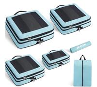 Prezon Set de 6 cubos de almacenamiento con compresión extra fuerte, bolsas espaciosas de malla transpirable y nailon, adecuadas para guardar ropa y zapatos en casa o para viajar - Menta