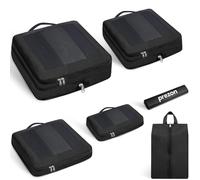 Prezon Set de 6 cubos de almacenamiento con compresión extra fuerte, bolsas espaciosas de malla transpirable y nailon, adecuadas para guardar ropa y zapatos en casa o para viajar - Negro