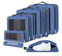 Prezon Set de 8 cubos de almacenamiento con compresión extra fuerte, bolsas espaciosas de malla transpirable y nailon, adecuadas para guardar ropa y zapatos en casa o para viajar - Azul verdoso