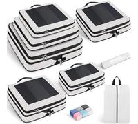 Prezon Set de 8 cubos de almacenamiento con compresión extra fuerte, bolsas espaciosas de malla transpirable y nailon, adecuadas para guardar ropa y zapatos en casa o para viajar - Crema