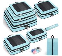 Prezon Set de 8 cubos de almacenamiento con compresión extra fuerte, bolsas espaciosas de malla transpirable y nailon, adecuadas para guardar ropa y zapatos en casa o para viajar - Menta