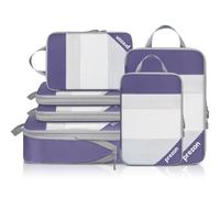 Prezon Versatile 6-Set Cubos de embalaje huecos con compresión, Diseño de malla transparente, Ahorran espacio y son ligeros, Arganizador de equipaje portátil y duradero, Índigo