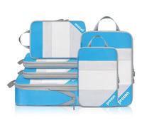 Prezon Versatile 6-Set Cubos de embalaje huecos con compresión, Diseño de malla transparente, Ahorran espacio y son ligeros, Arganizador de equipaje portátil y duradero, Azul